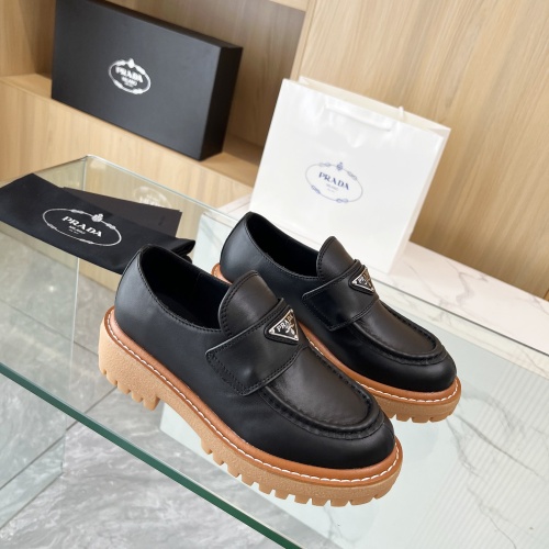 Wholesale Prada Leather Shoes For Women #1258783 $102.00 USD, Wholesale Quality Replica Prada Leather Shoes