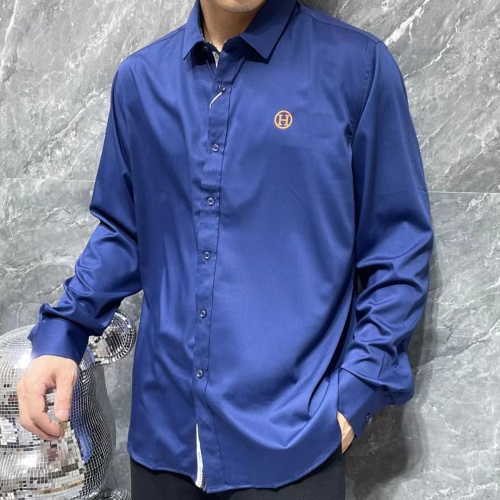 Replica Hermes Shirts Long Sleeved For Men #1264081 $42.00 USD for Wholesale