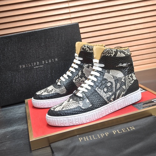 Wholesale Philipp Plein PP High Tops Shoes For Men #1265785 $105.00 USD, Wholesale Quality Replica Philipp Plein PP High Tops Shoes