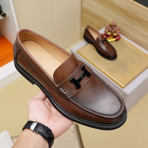 Replica Hermes Leather Shoes For Men #1266607 $82.00 USD for Wholesale