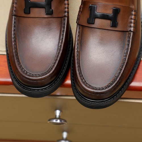 Replica Hermes Leather Shoes For Men #1266607 $82.00 USD for Wholesale