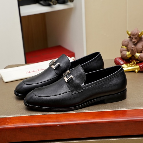 Replica Salvatore Ferragamo Leather Shoes For Men #1266609 $85.00 USD for Wholesale