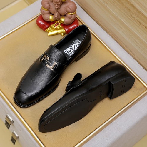 Replica Salvatore Ferragamo Leather Shoes For Men #1266609 $85.00 USD for Wholesale