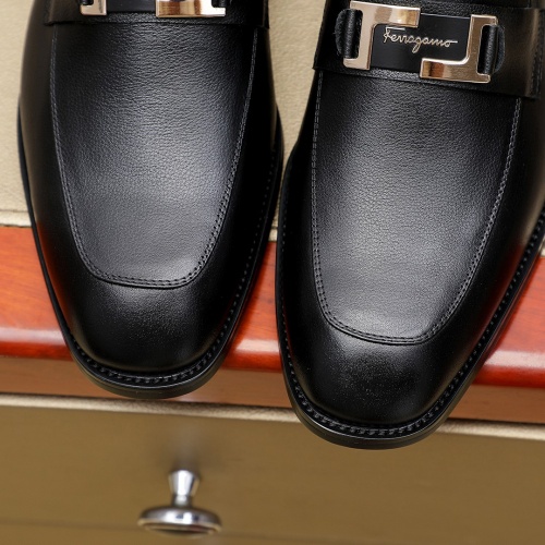 Replica Salvatore Ferragamo Leather Shoes For Men #1266609 $85.00 USD for Wholesale