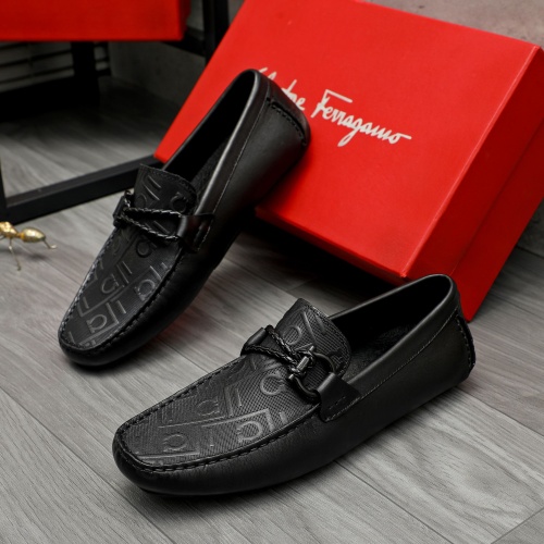 Replica Salvatore Ferragamo Leather Shoes For Men #1266620 $72.00 USD for Wholesale