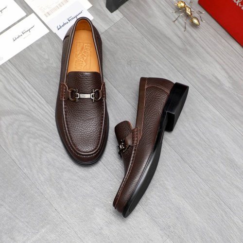 Replica Salvatore Ferragamo Leather Shoes For Men #1266629 $85.00 USD for Wholesale