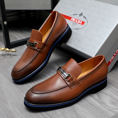 Wholesale Prada Leather Shoes For Men #1266637 $92.00 USD, Wholesale Quality Replica Prada Leather Shoes