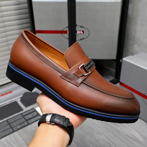 Replica Prada Leather Shoes For Men #1266637 $92.00 USD for Wholesale