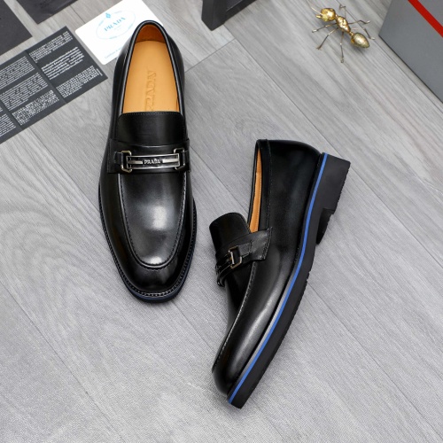 Replica Prada Leather Shoes For Men #1266638 $92.00 USD for Wholesale