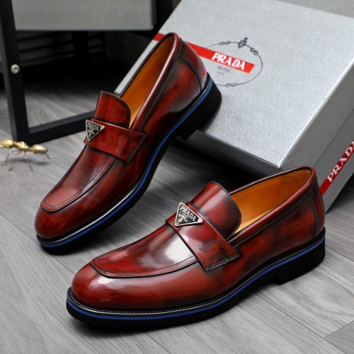 Wholesale Prada Leather Shoes For Men #1266640 $92.00 USD, Wholesale Quality Replica Prada Leather Shoes