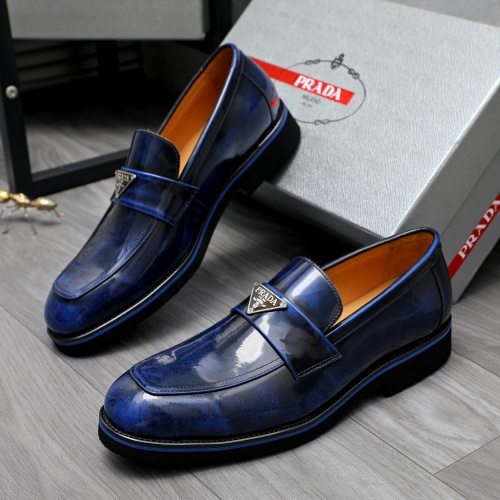 Wholesale Prada Leather Shoes For Men #1266641 $92.00 USD, Wholesale Quality Replica Prada Leather Shoes