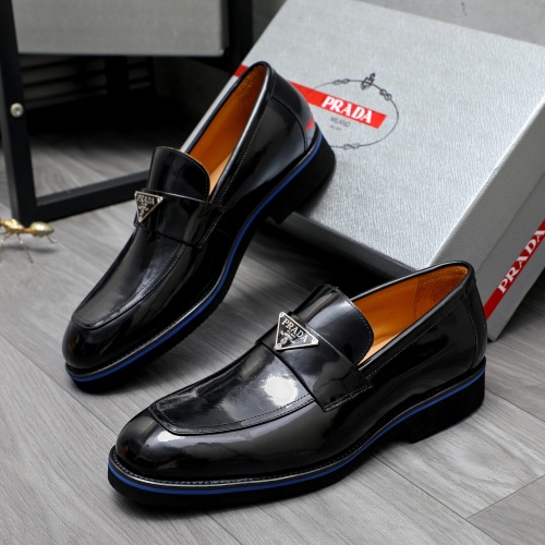 Wholesale Prada Leather Shoes For Men #1266642 $92.00 USD, Wholesale Quality Replica Prada Leather Shoes