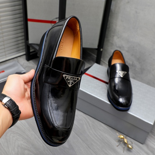 Replica Prada Leather Shoes For Men #1266642 $92.00 USD for Wholesale