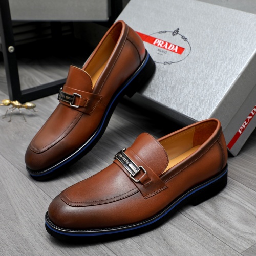 Wholesale Prada Leather Shoes For Men #1266644 $92.00 USD, Wholesale Quality Replica Prada Leather Shoes