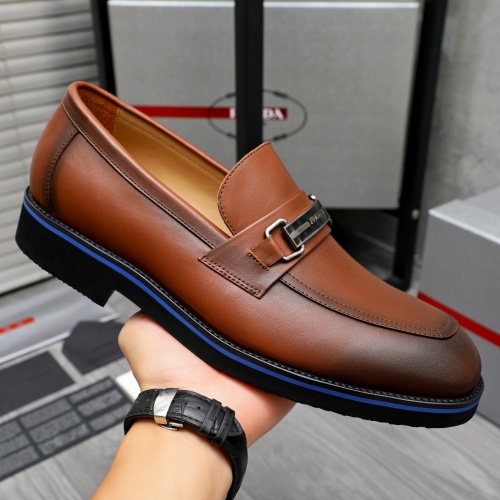 Replica Prada Leather Shoes For Men #1266644 $92.00 USD for Wholesale