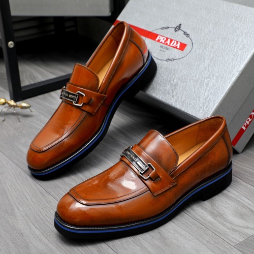 Wholesale Prada Leather Shoes For Men #1266646 $92.00 USD, Wholesale Quality Replica Prada Leather Shoes