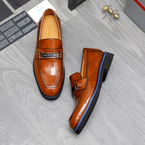 Replica Prada Leather Shoes For Men #1266646 $92.00 USD for Wholesale