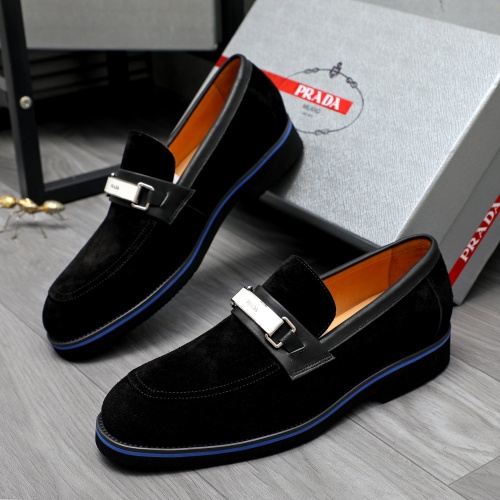 Replica Prada Leather Shoes For Men #1266647 $92.00 USD for Wholesale