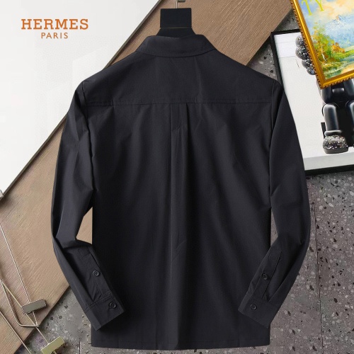 Replica Hermes Shirts Long Sleeved For Men #1267762 $40.00 USD for Wholesale