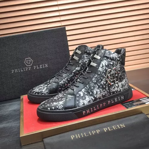 Wholesale Philipp Plein PP High Tops Shoes For Men #1274372 $88.00 USD, Wholesale Quality Replica Philipp Plein PP High Tops Shoes