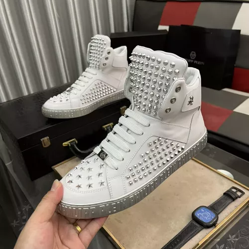 Wholesale Philipp Plein PP High Tops Shoes For Men #1274968 $125.00 USD, Wholesale Quality Replica Philipp Plein PP High Tops Shoes