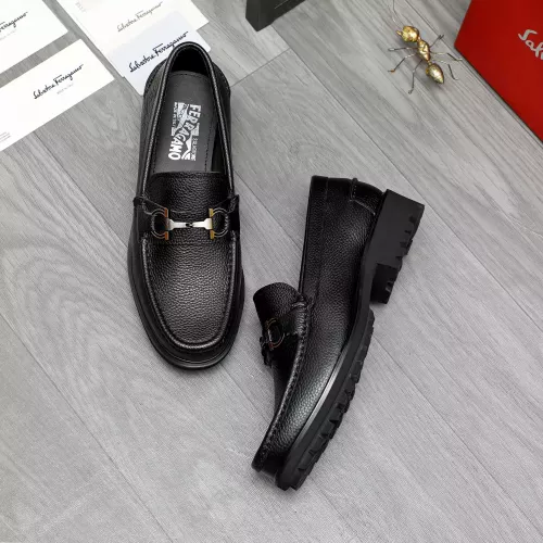 Replica Salvatore Ferragamo Leather Shoes For Men #1284765 $88.00 USD for Wholesale