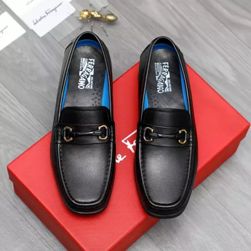 Replica Salvatore Ferragamo Leather Shoes For Men #1288847 $92.00 USD for Wholesale