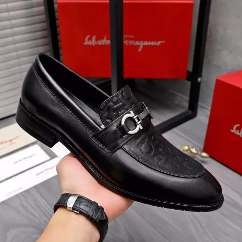 Replica Salvatore Ferragamo Leather Shoes For Men #1291945 $88.00 USD for Wholesale