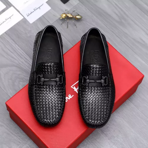 Replica Salvatore Ferragamo Leather Shoes For Men #1291949 $98.00 USD for Wholesale