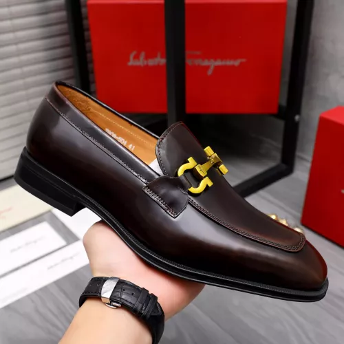 Replica Salvatore Ferragamo Leather Shoes For Men #1293138 $85.00 USD for Wholesale