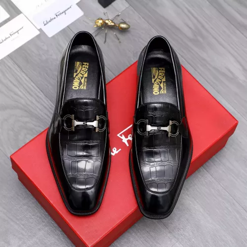 Replica Salvatore Ferragamo Leather Shoes For Men #1293144 $85.00 USD for Wholesale