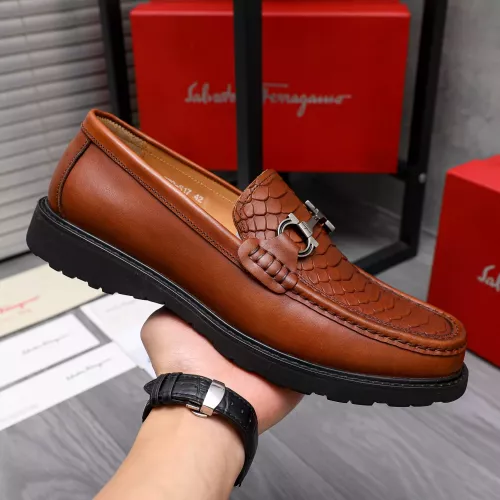 Replica Salvatore Ferragamo Leather Shoes For Men #1303771 $85.00 USD for Wholesale