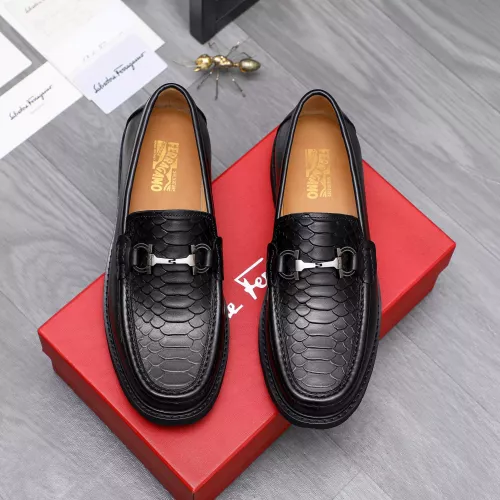 Replica Salvatore Ferragamo Leather Shoes For Men #1303772 $85.00 USD for Wholesale