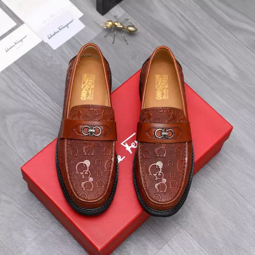 Replica Salvatore Ferragamo Leather Shoes For Men #1303773 $85.00 USD for Wholesale