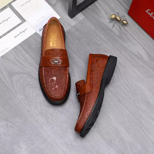 Replica Salvatore Ferragamo Leather Shoes For Men #1303773 $85.00 USD for Wholesale