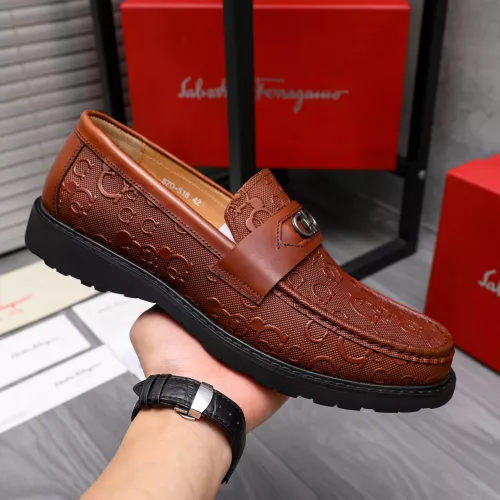 Replica Salvatore Ferragamo Leather Shoes For Men #1303773 $85.00 USD for Wholesale