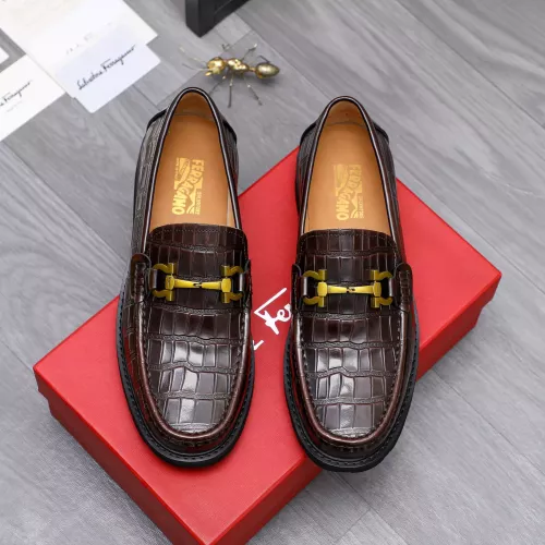 Replica Salvatore Ferragamo Leather Shoes For Men #1303775 $88.00 USD for Wholesale