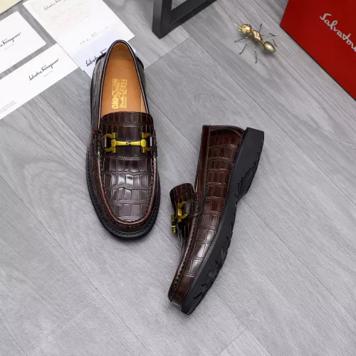 Replica Salvatore Ferragamo Leather Shoes For Men #1303775 $88.00 USD for Wholesale