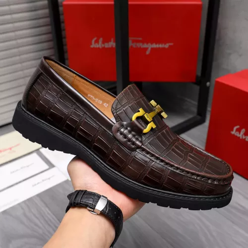 Replica Salvatore Ferragamo Leather Shoes For Men #1303775 $88.00 USD for Wholesale