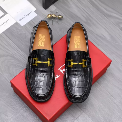 Replica Salvatore Ferragamo Leather Shoes For Men #1303777 $88.00 USD for Wholesale