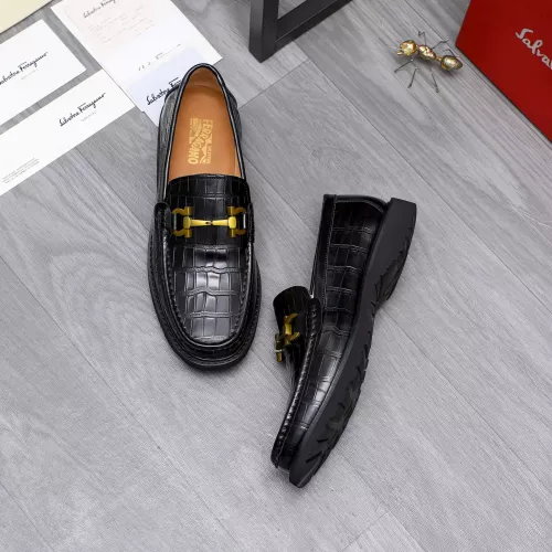 Replica Salvatore Ferragamo Leather Shoes For Men #1303777 $88.00 USD for Wholesale