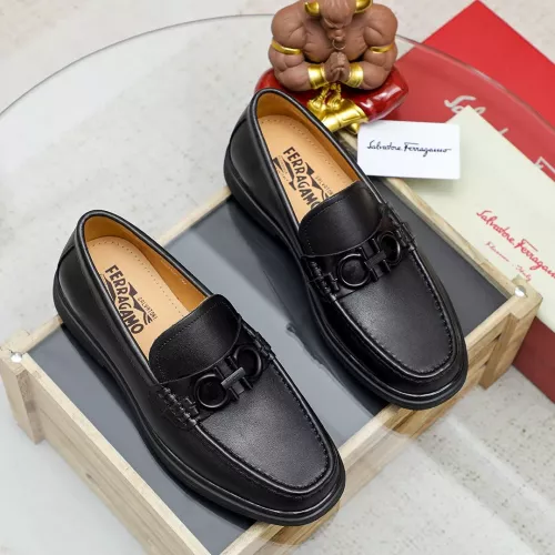 Replica Salvatore Ferragamo Leather Shoes For Men #1303859 $88.00 USD for Wholesale