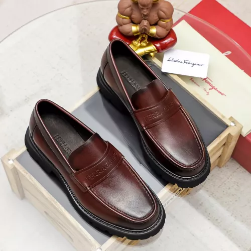 Replica Salvatore Ferragamo Leather Shoes For Men #1303871 $88.00 USD for Wholesale