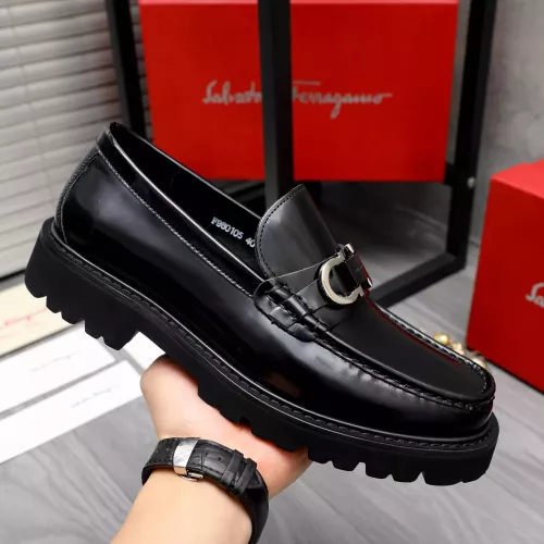 Replica Salvatore Ferragamo Leather Shoes For Men #1318439 $88.00 USD for Wholesale