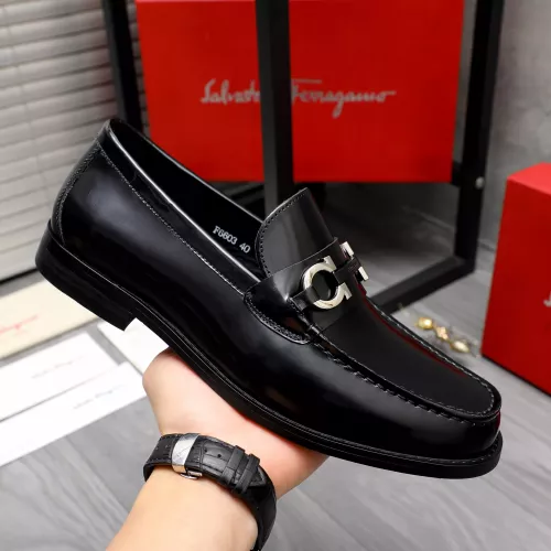 Replica Salvatore Ferragamo Leather Shoes For Men #1318442 $88.00 USD for Wholesale