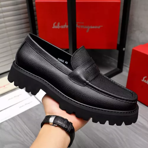 Replica Salvatore Ferragamo Leather Shoes For Men #1318447 $88.00 USD for Wholesale
