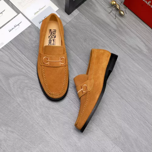 Replica Salvatore Ferragamo Leather Shoes For Men #1318453 $88.00 USD for Wholesale
