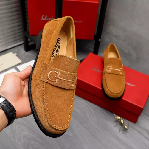 Replica Salvatore Ferragamo Leather Shoes For Men #1318453 $88.00 USD for Wholesale