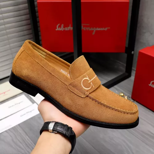 Replica Salvatore Ferragamo Leather Shoes For Men #1318453 $88.00 USD for Wholesale