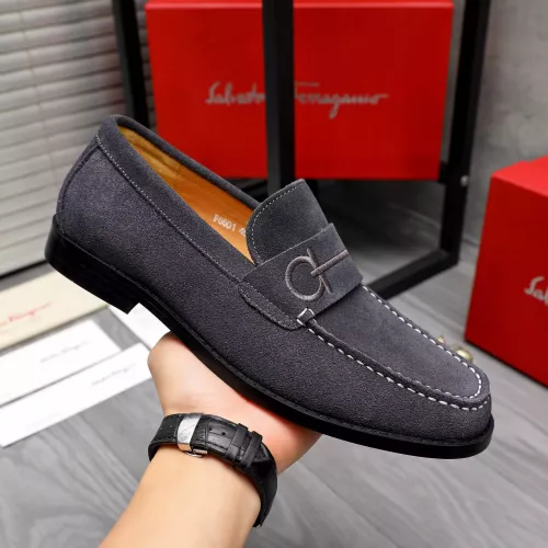 Replica Salvatore Ferragamo Leather Shoes For Men #1318456 $88.00 USD for Wholesale